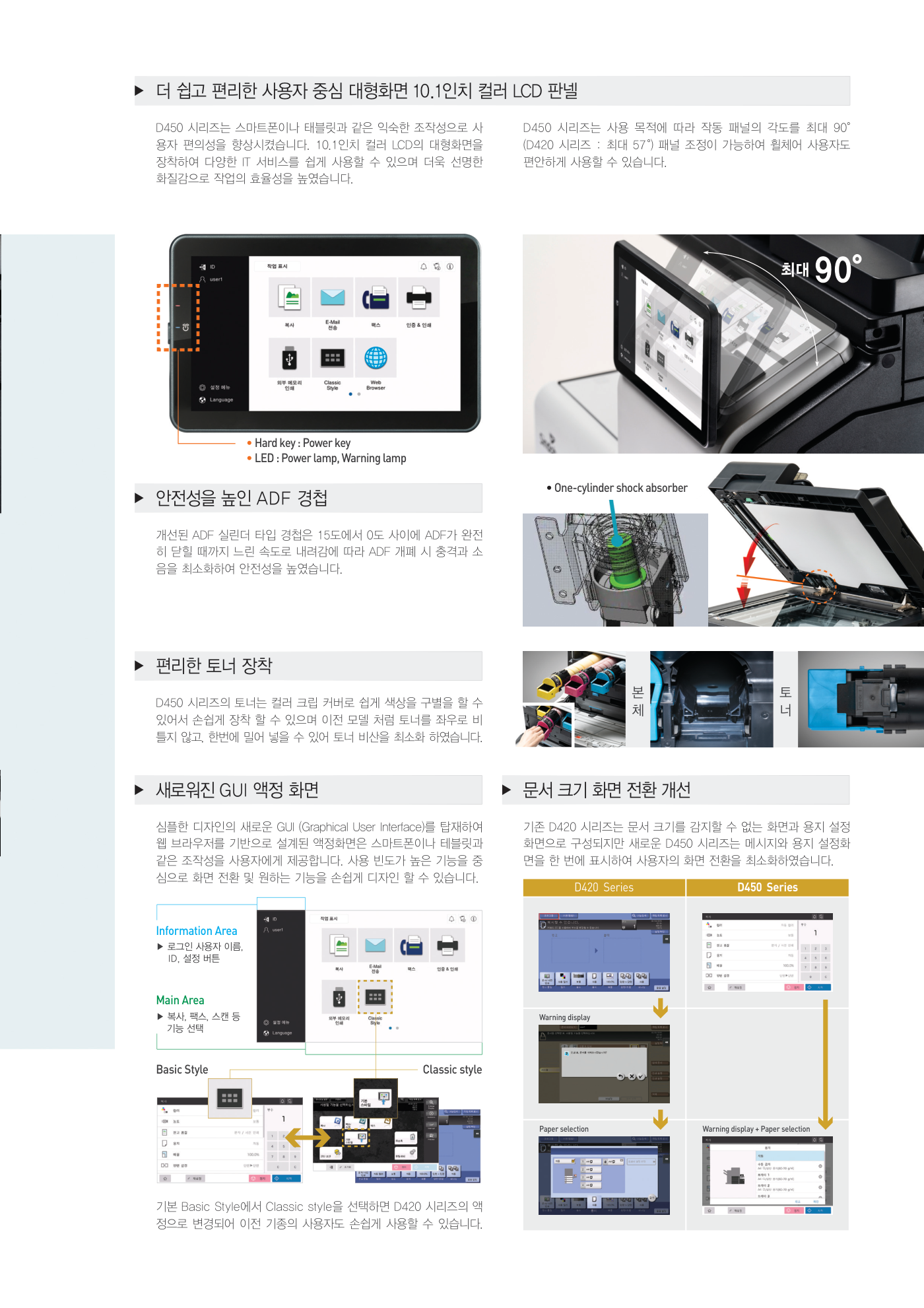 신도리코 D450 컬러복사기 렌탈 4년약정 카탈로그
