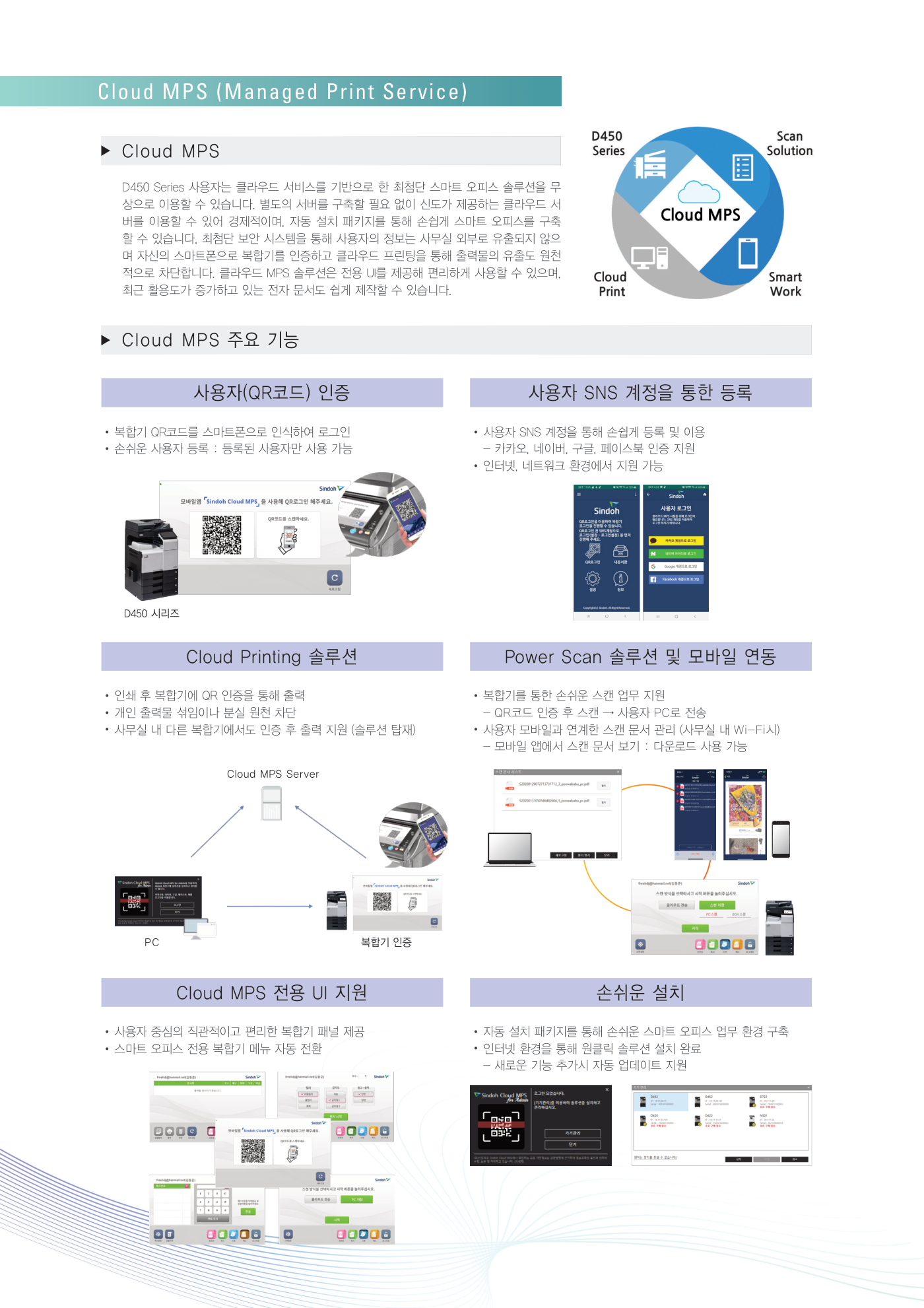신도리코 D450 컬러복사기 렌탈 4년약정 카탈로그