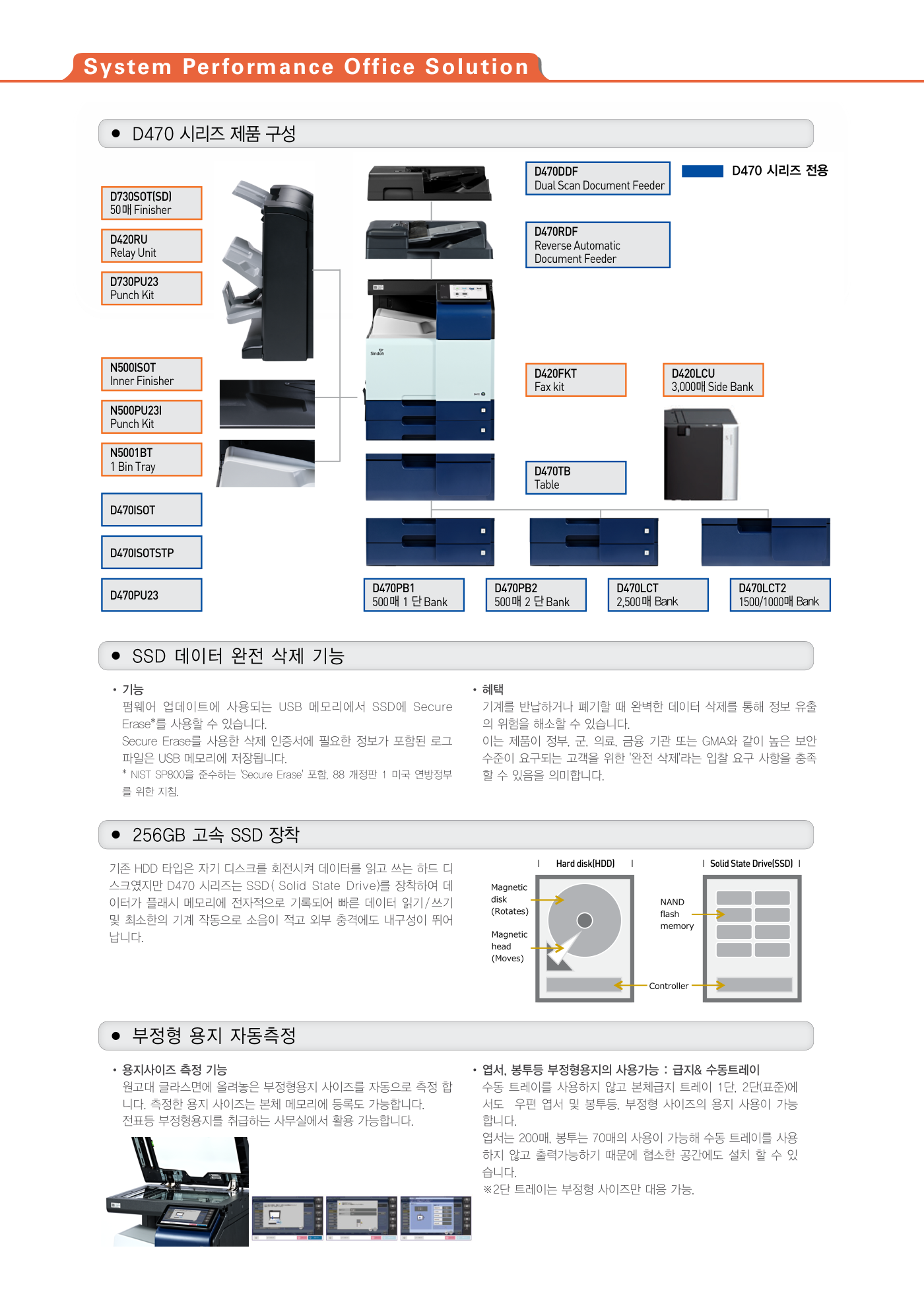 신도리코 D470 컬러복사기 렌탈 4년약정 카탈로그